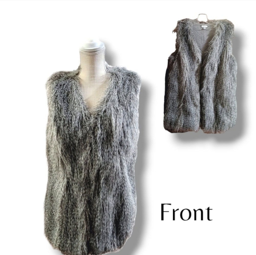 Mythology Womens Faux-Fur Vest without Collar Silver-Grey size Small